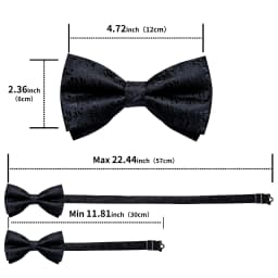 Classic Black Men Bow Ties Bowties Butterfly Pocket Square Cufflinks Set Suit Paisley Gold Pre-Tied Bow Tie