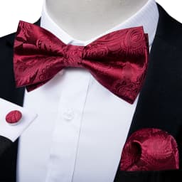 Classic Black Men Bow Ties Bowties Butterfly Pocket Square Cufflinks Set Suit Paisley Gold Pre-Tied Bow Tie