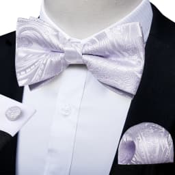 Classic Black Men Bow Ties Bowties Butterfly Pocket Square Cufflinks Set Suit Paisley Gold Pre-Tied Bow Tie