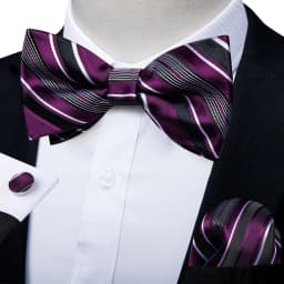 Classic Black Men Bow Ties Bowties Butterfly Pocket Square Cufflinks Set Suit Paisley Gold Pre-Tied Bow Tie