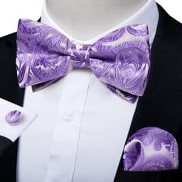Classic Black Men Bow Ties Bowties Butterfly Pocket Square Cufflinks Set Suit Paisley Gold Pre-Tied Bow Tie