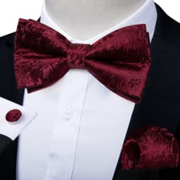 Classic Black Men Bow Ties Bowties Butterfly Pocket Square Cufflinks Set Suit Paisley Gold Pre-Tied Bow Tie