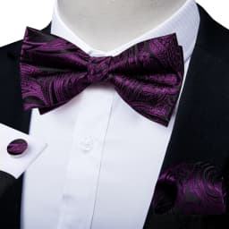 Classic Black Men Bow Ties Bowties Butterfly Pocket Square Cufflinks Set Suit Paisley Gold Pre-Tied Bow Tie