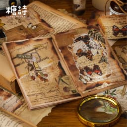 JIANWU 30 Sheets Creative Vintage Burn Torn Pages Memo Pad DIY Journal Nostalgia Material Notes Paper Scrapbooking Stationery