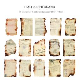 JIANWU 30 Sheets Creative Vintage Burn Torn Pages Memo Pad DIY Journal Nostalgia Material Notes Paper Scrapbooking Stationery