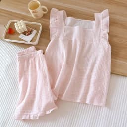 2026 Japanese Summer New Women's Pajamas Suit Short-sleeved Shorts Two-piece 100% Cotton Crepe Simple Checked Thin Home Clothes