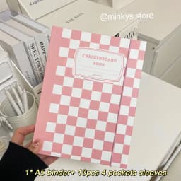 MINKYS Checkerboard Kawaii A5 Kpop Photocard Binder Photo Cards Collect Book Storage Album Hardcover Notebook Korea Stationery
