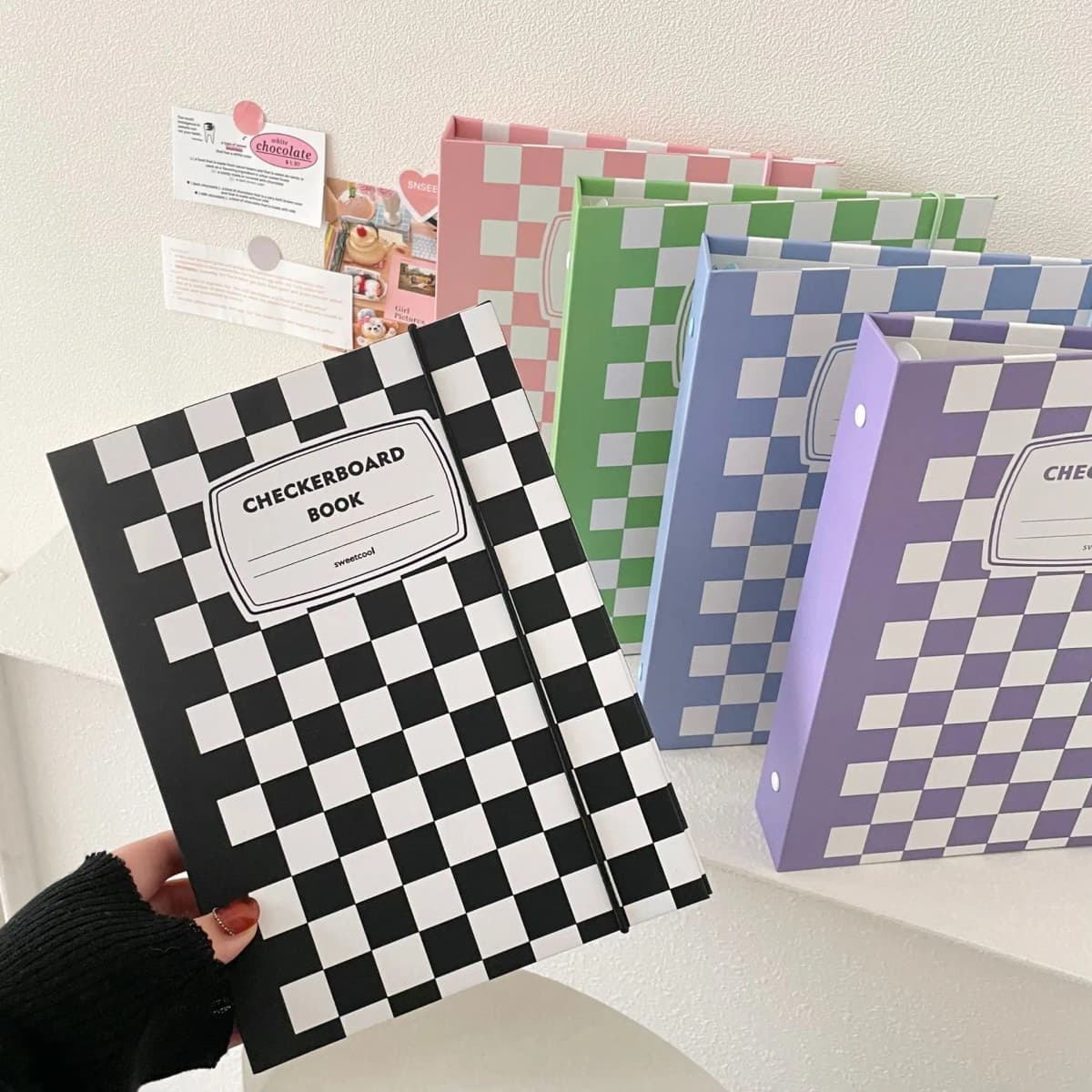 MINKYS Checkerboard Kawaii A5 Kpop Photocard Binder Photo Cards Collect Book Storage Album Hardcover Notebook Korea Stationery