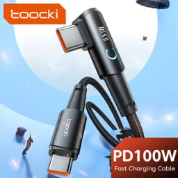 Toocki 100W USB C TO Type C Cable PD Fast Charger For Samsung HUAWEI Xiaomi MacBook POCO Elbow 90 Degree USB 2.0 Data Cord Wire