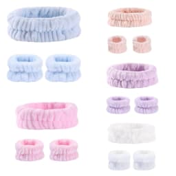 Fashion 2pcs One Pair Wash Face and Wrist Band Absorb Water Sweat Wiping Bracelet Hairband Moisture Proof Sleeve Wrist Guard