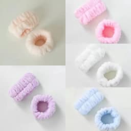 Fashion 2pcs One Pair Wash Face and Wrist Band Absorb Water Sweat Wiping Bracelet Hairband Moisture Proof Sleeve Wrist Guard