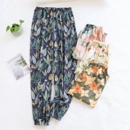 Spring And Summer New Women's Trousers 100% Viscose Large Flowers Comfortable Pajama Pants Loose Closing Home Pants Plus Size