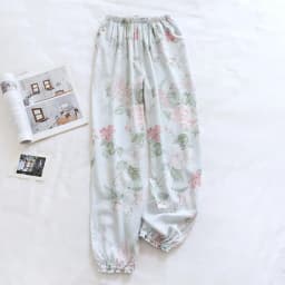 Spring And Summer New Women's Trousers 100% Viscose Large Flowers Comfortable Pajama Pants Loose Closing Home Pants Plus Size
