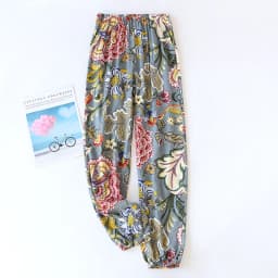 Spring And Summer New Women's Trousers 100% Viscose Large Flowers Comfortable Pajama Pants Loose Closing Home Pants Plus Size