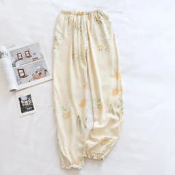 Spring And Summer New Women's Trousers 100% Viscose Large Flowers Comfortable Pajama Pants Loose Closing Home Pants Plus Size