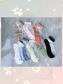 5Pairs Summer Woman Silk Socks Ankle Lace Ultra-thin Girl’s Transparent Glass Fiber Fashion Daisy Flower Harajuku Cute Style New