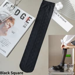 Calf Socks Women's Summer Thin Black Stockings JK Socks Long Tube Stockings Diamond-Shaped British Style Half-Length Tube Socks
