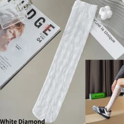 Calf Socks Women's Summer Thin Black Stockings JK Socks Long Tube Stockings Diamond-Shaped British Style Half-Length Tube Socks