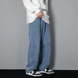 2026 New Korean Men's Casual Long Jeans Classic Man Straight Denim Wide-leg Pants Solid Color Light Blue Grey Black