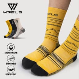 WRELS Merino Wool Socks Hiking Running Socks Soft Lightweight Shock Absorption Damping Mid-Calf Breathable Ankle Cycling Socks