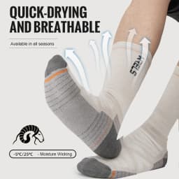 WRELS Merino Wool Socks Hiking Running Socks Soft Lightweight Shock Absorption Damping Mid-Calf Breathable Ankle Cycling Socks