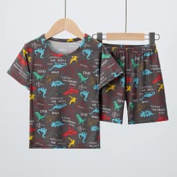 Summer CHILDREN'S Clothing Short Sleeve Shorts 2-piece Suit for Boys and Girls Comfortable Wild Blue Elephant Suit.