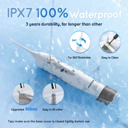 D52 Portable Cordless Water Flosser USB Rechargeable Water Jet Floss Tooth Pick 6 Jet Tip 300ml 3 Modes Teeth Clean for Travel
