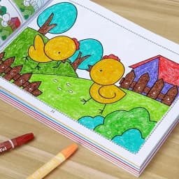 46-Page Kids Drawing & Painting Coloring Book - Educational Art Supplies for Creative Learning, Gift for Boys & Girls, Chinese V
