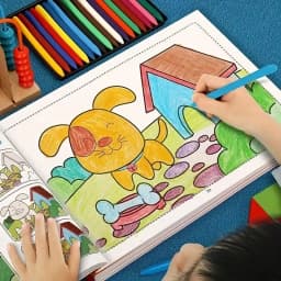 46-Page Kids Drawing & Painting Coloring Book - Educational Art Supplies for Creative Learning, Gift for Boys & Girls, Chinese V