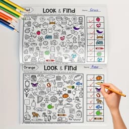Children's Hidden Objects Coloring Book, with 100+ Find & Color Pages - Interactive Find & Color Activity Workbook, Suitable for School, Home, Travel - Educational Puzzle Book