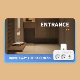 EU Plug Outlet 4 Sockets Multitap Wall Power Strip Electrical Socket 2 USB 1 Type-C Ports No Extension Cord with 2500W MAX Power
