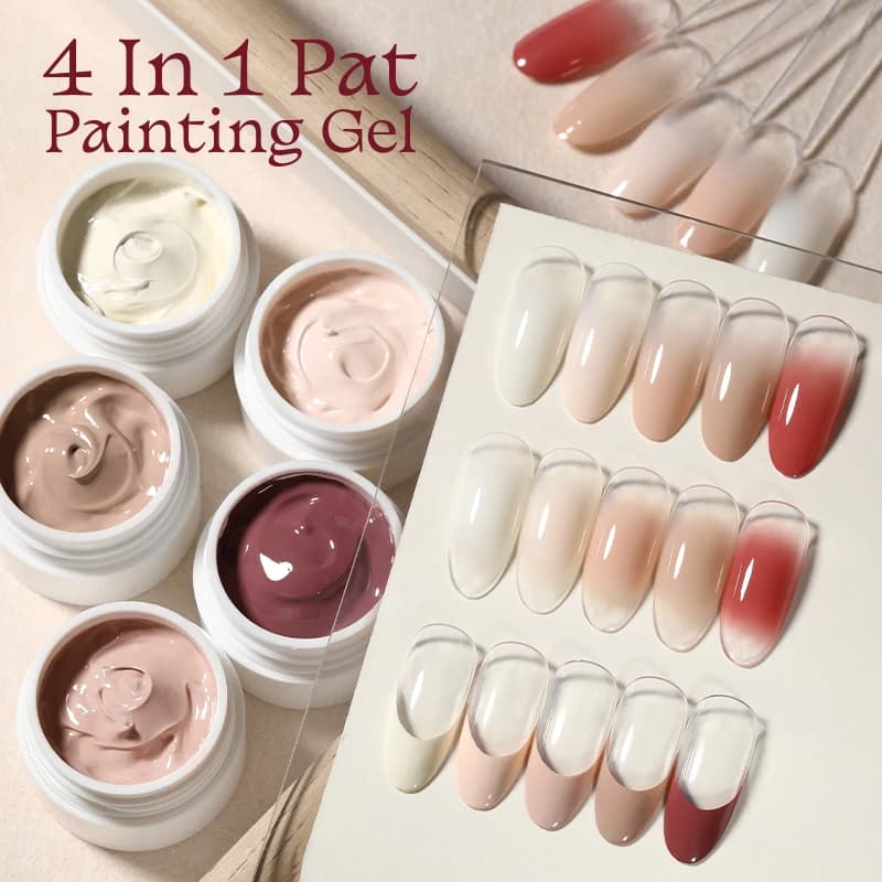 UR SUGAR 4 In 1 Pat Painting Gel Nail Nude Pink Color Painting Liner Nail Art Used For Gradient Cover Edge Nail Stamping Pattern