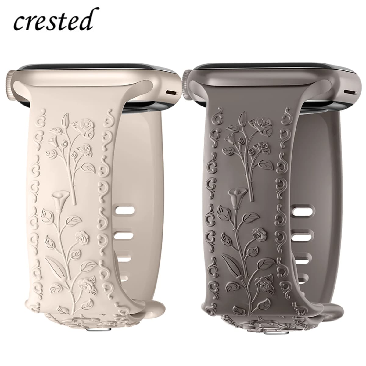 Flower Engraved Strap For Apple Watch Bands 44mm 40mm 49mm 41mm 45mm 38mm 42mm Bracelet iWatch Series 12 9 7 6 3 ultra 4 se Band