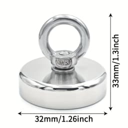 D16~D42mm Super Strong Neodymium Fishing Hook N52 Heavy Duty Rare Earth Neodymium with Countersunk Hole Eyebolt Salvage Magnetic