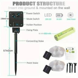 LED Solar String Lights Garden Waterproof Tube Rope Lamp Christmas Garland Fairy Lights For Outdoor Holiday Home Decoration