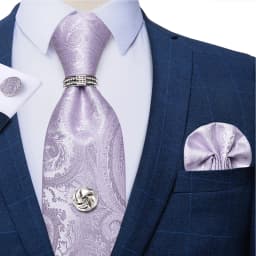 Men Tie Navy Gold Striped Business Formal Necktie Handkerchief Cuffinks Ring Set Jacquard Woven Wedding Tie DiBanGu