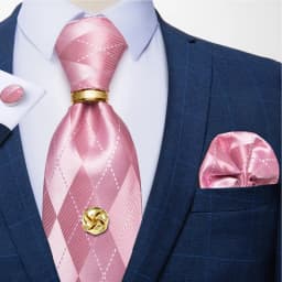 Men Tie Navy Gold Striped Business Formal Necktie Handkerchief Cuffinks Ring Set Jacquard Woven Wedding Tie DiBanGu