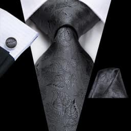 Hi-Tie 8.5cm Black Solid Striped Paisley Men's Business Tie Neck Tie for Men Fashion Luxury silk Wedding Necktie Gravatas