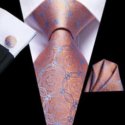 Hi-Tie Mens Necktie Luxury Orange Blue Novelty Wedding Tie For Men Hanky Cufflink Gift Tie Set Business Party Dropshipping