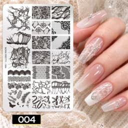 BORN PRETTY Classic Plaid French Nail Stamping Plates Easy Design Flower Leaves Nail Printing Stencil Floral Line Stamp Template