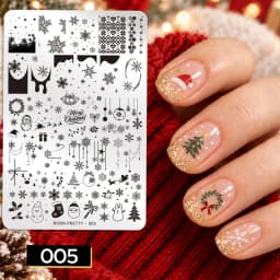 BORN PRETTY Classic Plaid French Nail Stamping Plates Easy Design Flower Leaves Nail Printing Stencil Floral Line Stamp Template