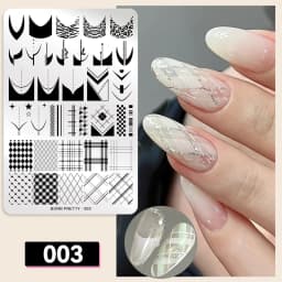 BORN PRETTY Classic Plaid French Nail Stamping Plates Easy Design Flower Leaves Nail Printing Stencil Floral Line Stamp Template