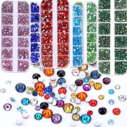 2400pcs+ Shiny Clear Crystal Gems Nail Rhinestones 1.5-4mm Mixed Round Glass Stone Flatback Nail Charms 12grids Nail Diamond DIY