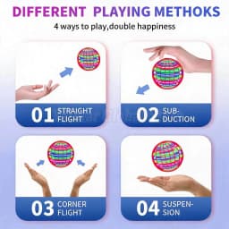 Pro Magic Flying Suspension Ball with Color LED & Auto 360° Gyro Spinner, Anti-Gravity Hover Orb, Outdoor Toy for Teens & Adults