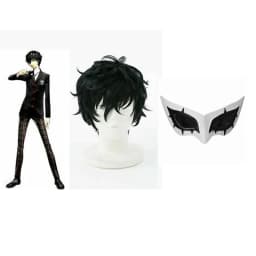 P5 Persona 5 Cosplay Kurusu Akira Joker Cosplay Wig Mask Hair wig + Mask Halloween Party Role Cosplay Costume 2 PCS Set