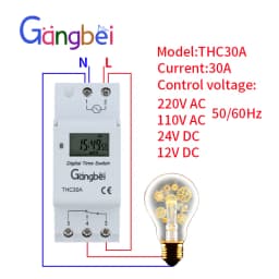 Weekly 7 Days Programmable Digital TIME SWITCH Relay Timer Control AC 220V 230V 110V DC24V 12V THC30 30A Din Rail Mount