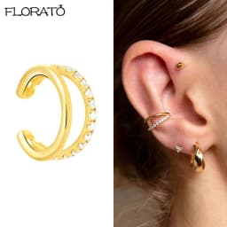 1PCS Double Hoop Earring with Chain 925 Sterling Silver Ear Needle Crystal Huggie Earrings Party Jewelry Piercing Earlobe Hoops