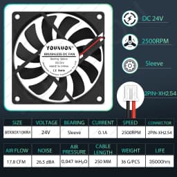 YOUNUON 80MM Fan 5V USB Fan 80x80x10mm 8cm DC 5V 12V 24V 8010 Fan Brushless Cooling Cooler PC Fan Computer Case Fan Cooler