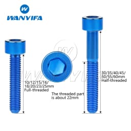 Wanyifa Titanium Bolt M5 x 10 12 16 18 20 23 25 30 35 40 45 50 55 60mm Allen Key Square Head Screw for Bicycle Stem Seatpost
