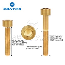 Wanyifa Titanium Bolt M5 x 10 12 16 18 20 23 25 30 35 40 45 50 55 60mm Allen Key Square Head Screw for Bicycle Stem Seatpost